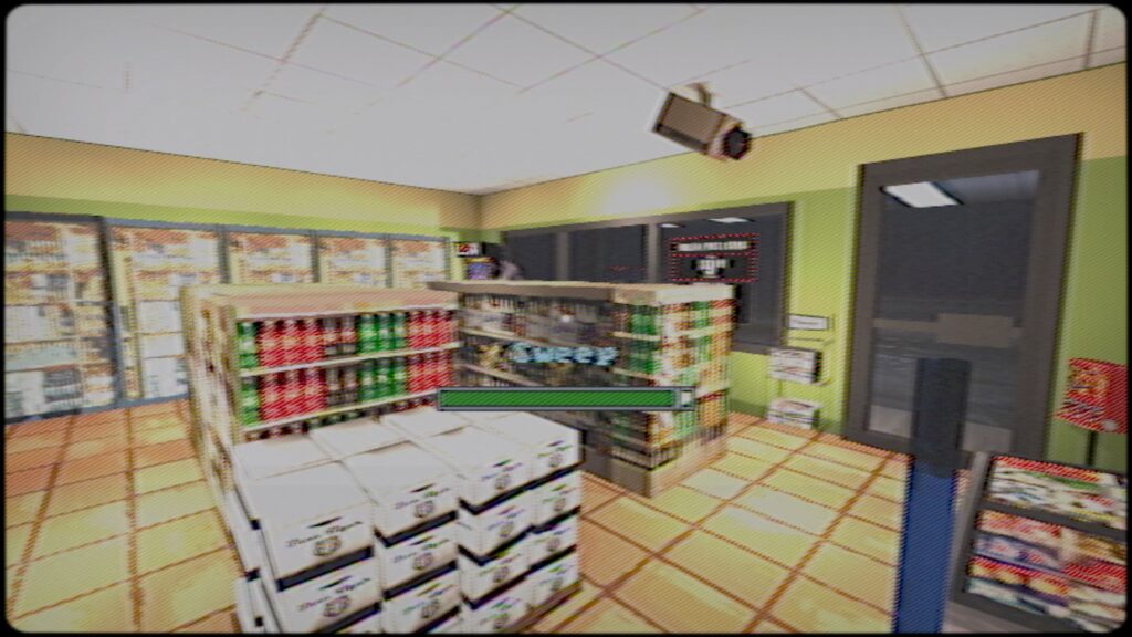 A layout of shelves and items inside a gase station 