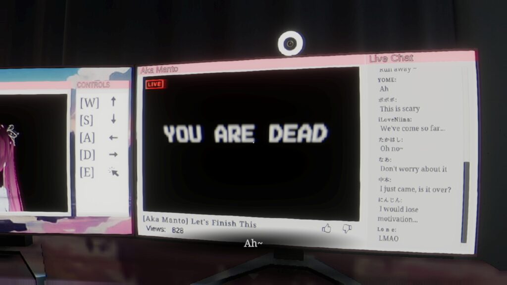 A desktip monitor reads "You are dead"